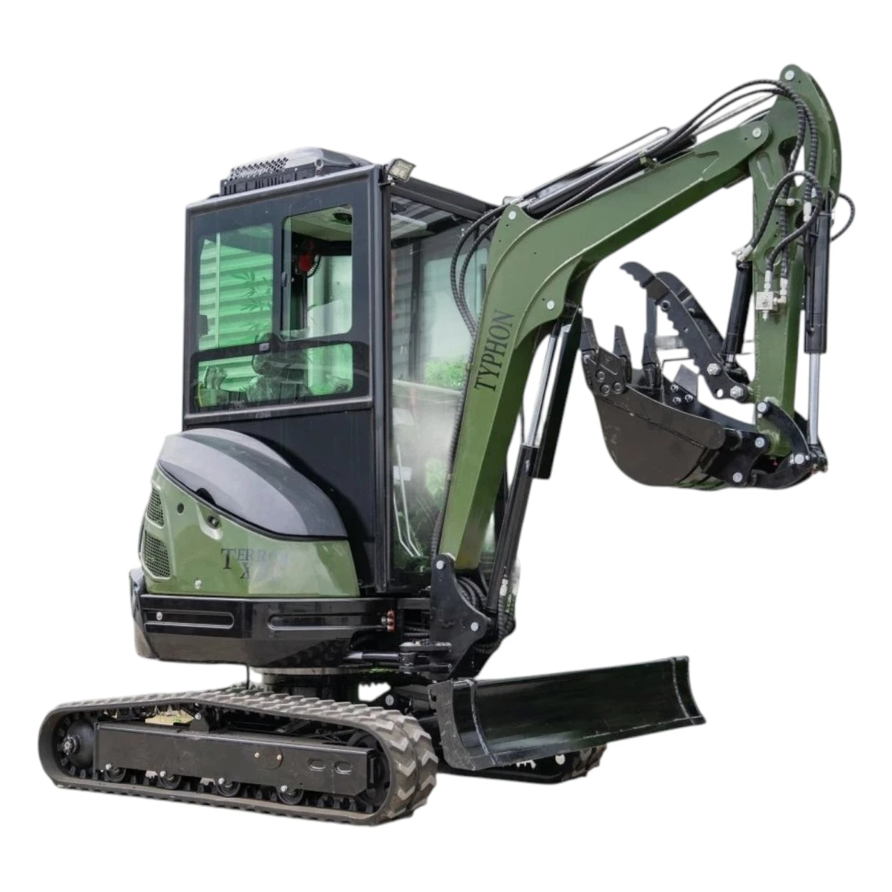 TYPHON TERROR XXV Diesel Mini Excavator 2.7 Ton, 25.1 hp Kubota D1105 RetractableTracks, AC Cabin